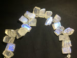 Load image into Gallery viewer, 1 strand 20pcs AAA Quality Natural Flashy Blue Moonstone Rough slice briolette,rainbow moonstone gemstone for jewellery7-10mm