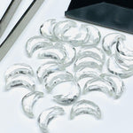 Load image into Gallery viewer, Faceted Crystal Quartz Moon Beads: Carved Gemstone Celestials (12mm)
