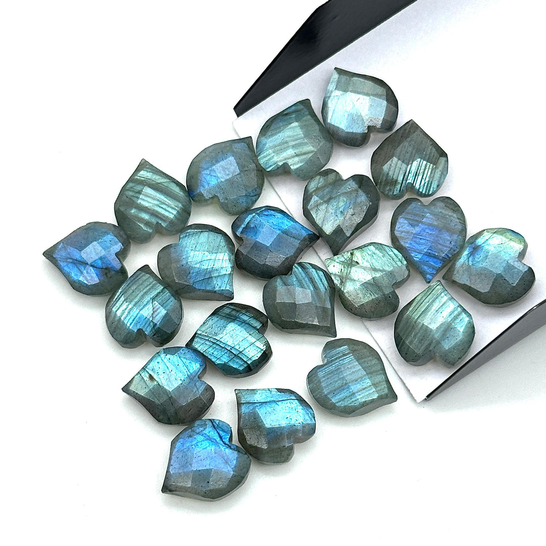 Flashy Labradorite Heart Shape Beads, Natural Labradorite Hand Carved Heart Charms for Jewelry Making, Faceted Heart Shape Briolette's 13 MM
