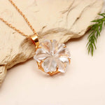 Load image into Gallery viewer, Amazing Carved Natural Crystal Flower Pendant, Goddess Energy Crystal Necklace For Her, 19 mm Crystal Quartz Flower, Birthday Gift For Women