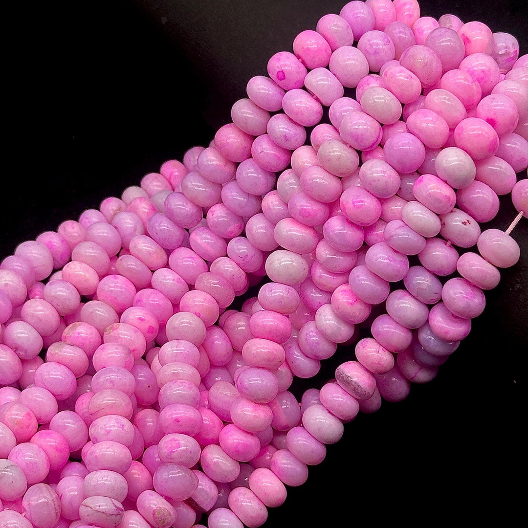 Beautiful Pink Opal Smooth Rondelle Beads, Plain Opal Beads for Jewelry Making, Wholesale Loose Opal Beads, 8MM Pastel Opal for Craft Making