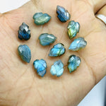 Load image into Gallery viewer, Flashy Labradorite Leaf Shape Carving Gemstone Beads, 9X13 MM Leaves Shape Loose Briolette's, Blue Fire Beads For Jewelry, Wholesale Beads