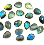 Load image into Gallery viewer, Flashy Labradorite Faceted Pear Shape Beads, Blue Fire AAA+ Quality Beads, 9X12 MM Briolette's Beads, Matched Pairs, Jewelry Making Beads