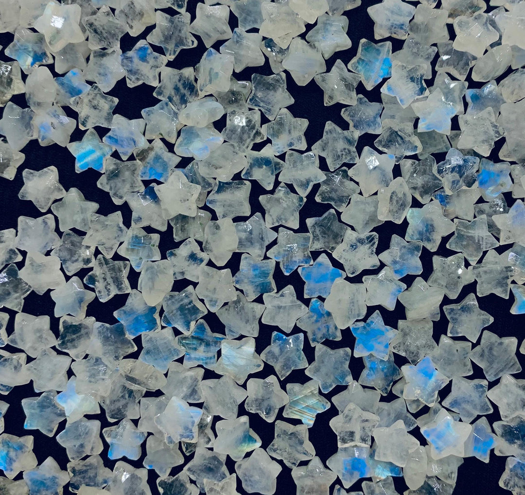 Flashy Rainbow Moonstone Star Shape Briolette's, Carved Faceted Star Shape Beads, 8 MM Star Shape Charms, Flashy Gemstone Crystals