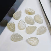 2,3,4,5 pcs 100% Natural White Moonstone Fancy Shape Carved Gemstone, Fancy Shape Carving, Carved Gemstone For Jewellery 12 mm