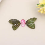 Load image into Gallery viewer, Carved Tourmaline Butterfly Stone: Green &amp; Pink Healing Crystal (15-10 MM, 3 Stones)