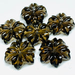 Load image into Gallery viewer, 1,2,3,4,5,6 pcs 100% Natural Smokey Quartz Flower Shape Carved Gemstone, Flower Shape Carving, Carved Gemstone For Jewellery 19 mm