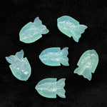 Load image into Gallery viewer, Carved Aqua Chalcedony Fish Gemstone, Natural Aqua Chalcedony Fish, 15X24 MM, Feminine Energy Fish Charm Sky Blue Crystal, Both Side Carved