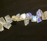 Load image into Gallery viewer, 1 strand 20pcs AAA Quality Natural Flashy Blue Moonstone Rough slice briolette,rainbow moonstone gemstone for jewellery7-10mm