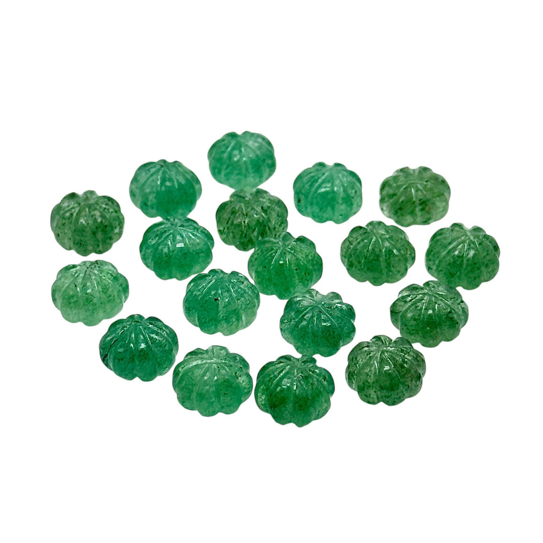 Natural Green Strawberry Quartz Melon Shape Beads, Hand Carved Pumpkin Shape Gemstone Beads, 6X8 MM Natual Strawberry Beads For Jewelry