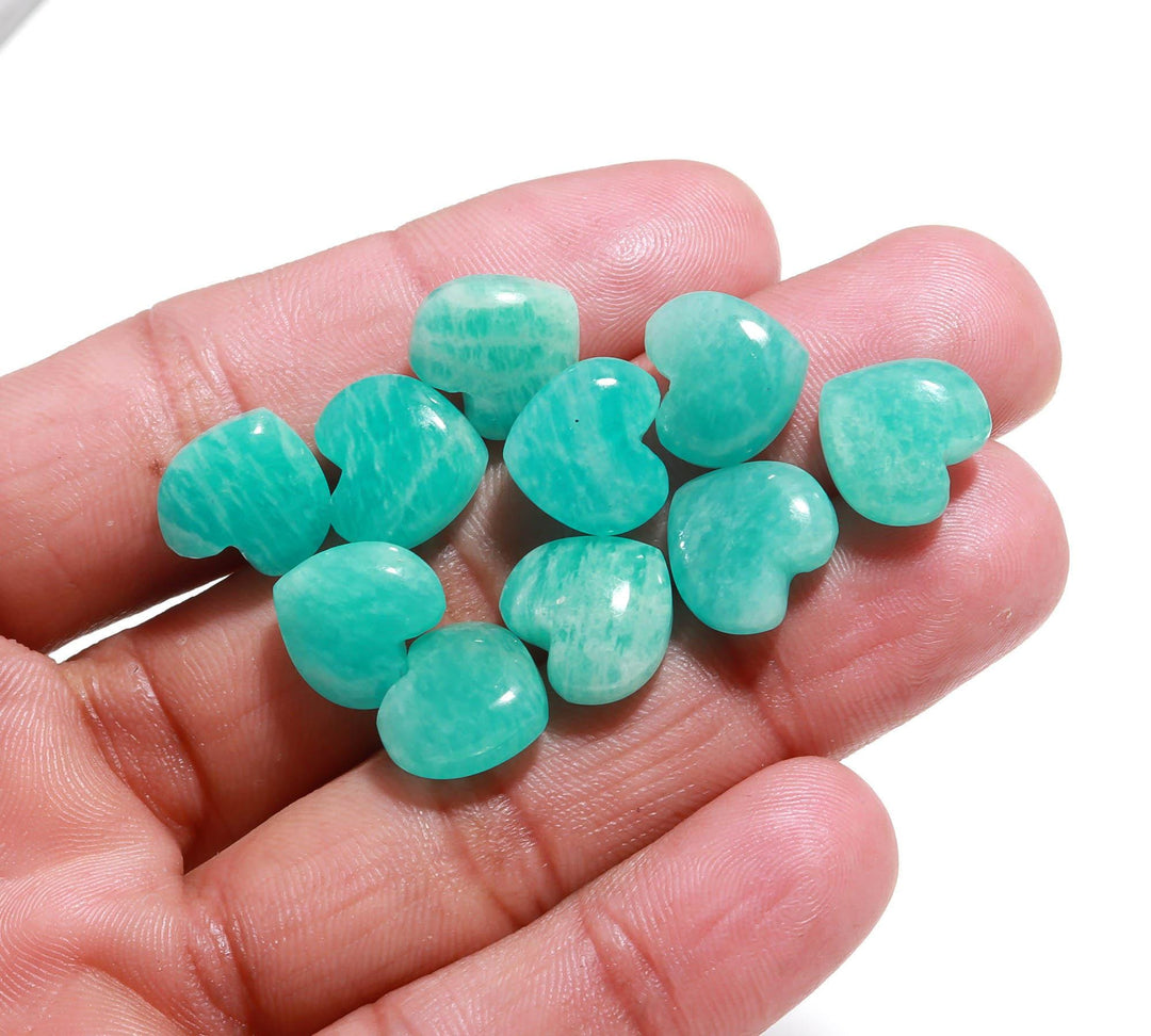Natural Amazonite Heart Shape Briolette's, Green Amazonite Smooth Heart Shape Beads, AAA Hand Carved Charm for Jewelry Making 12 MM