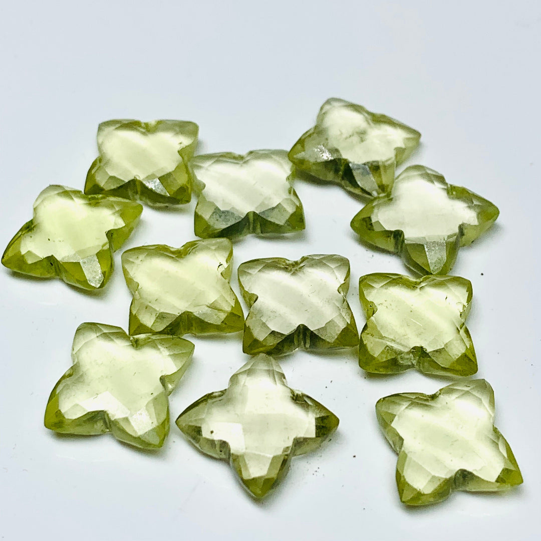 2,3,4,5 Pcs Natural Lemon Quartz Hand Carved Flower Shape, Carved Flower Shape Gemstone For Jewellery, Flower Shape Gemstone, 12 mm