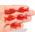 Load image into Gallery viewer, Orange Carnelian Hand Carved Dolphin Shape Stone, AAA+ Carnelian Fish Shape Beads, Jewelry Making Fish Charms, 28 MM