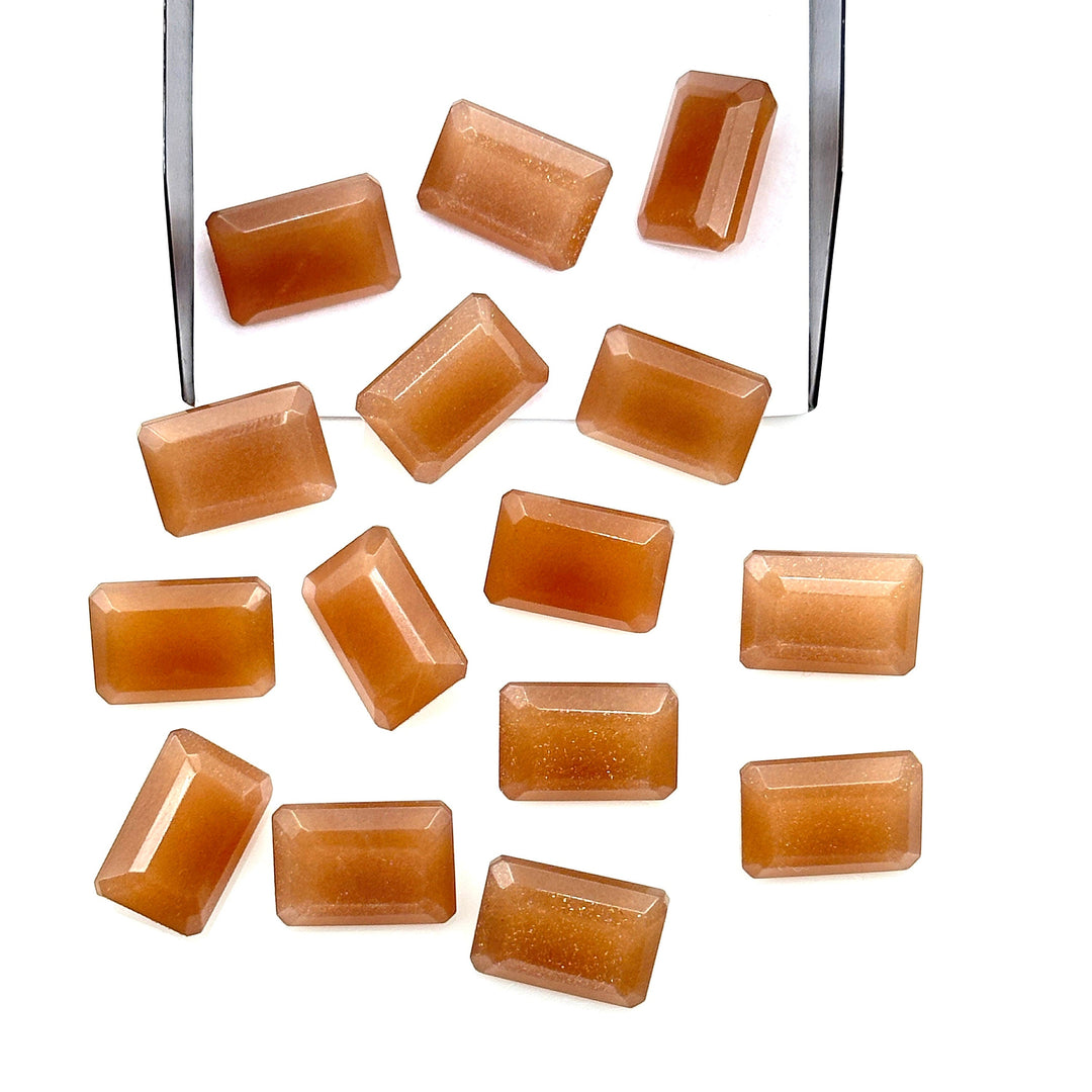 Natural Peach Moonstone Octagon Shape Gemstone, 10X14 MM Peach Moonstone Faceted Cushions, Fancy Cut Gemstone Beads, Jewelry Making Gemstone