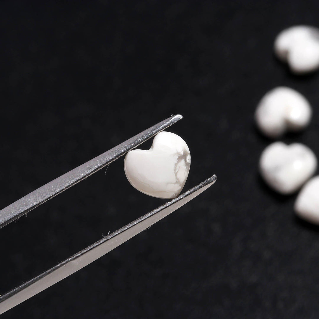White Howlite Heart Shape Beads, AAA Howlite Heart Shape Smooth Gemstone Beads, Loose Wholesale Heart Charm Beads, 10 MM