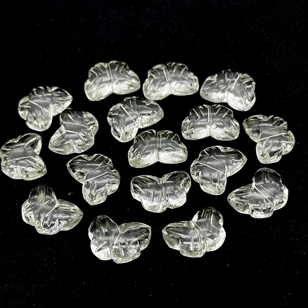 Natural Crystal Quartz Butterfly Shape Briolette, AAA Clear Quartz Hand Carved Butterfly Beads, Gemstone Beads, 13 MM Loose Beads Charm
