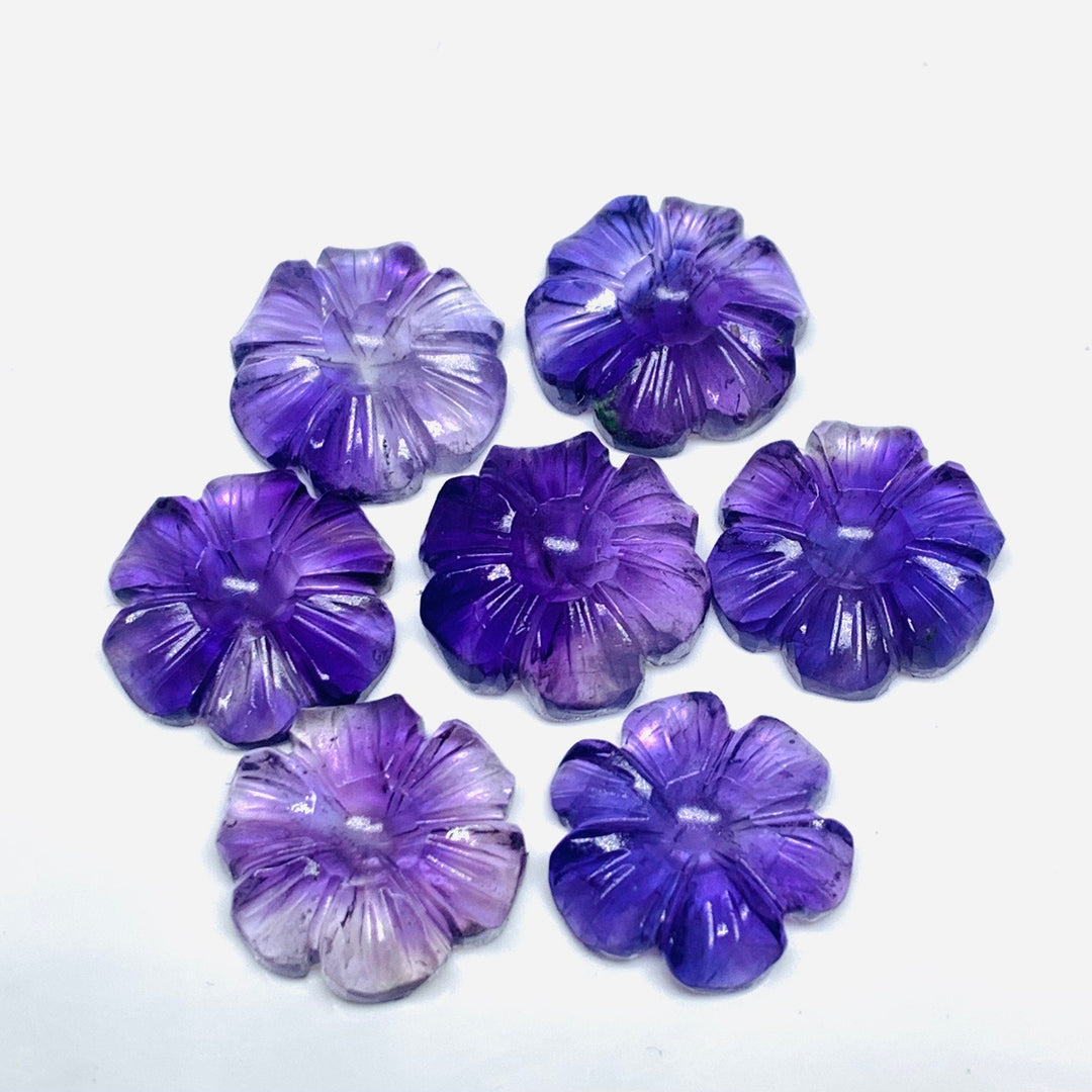 2,3,4,5 Pcs Natural Amethyst Hand Carved Flower Shape, Carved Flower Shape Gemstone For Jewellery, Flower Shape Gemstone, 12 mm