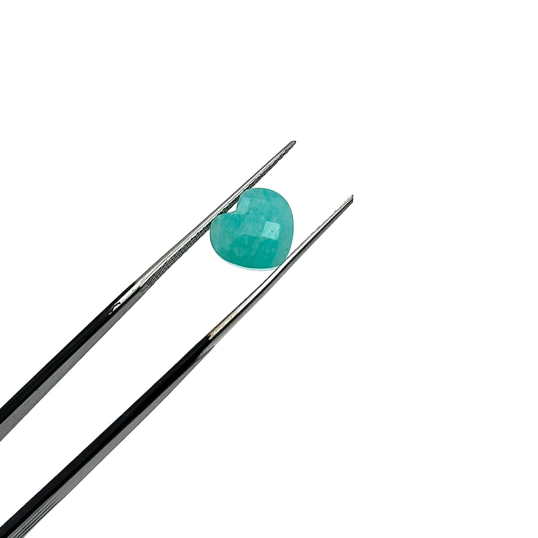 Faceted Amazonite Heart Briolettes: AAA Grade, 10mm Gemstone Charms