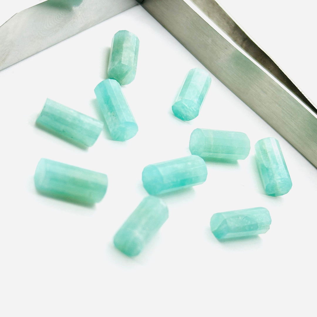 2,3,4,5 pcs 100% Natural amazonite  Faceted Pipe Shape Loose Gemstone, Loose Gemstone, Gemstone for Jewlery 10X6 mm