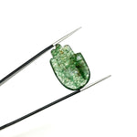 Load image into Gallery viewer, Natural Green Strawberry Hamsa Shape Carved Stone, 25 MM Palm Shape Gemstone, Green Strawberry Charms, Jewelry Making Hamsa Charm Beads