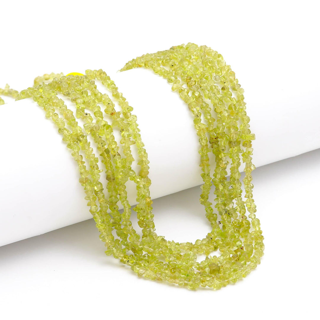 Natural Peridot Uncut Beads Strand, Green Peridot Chips Beads for Jewelry Making, 16" Inch Uncut Chip Beads, Freeform Uncuts