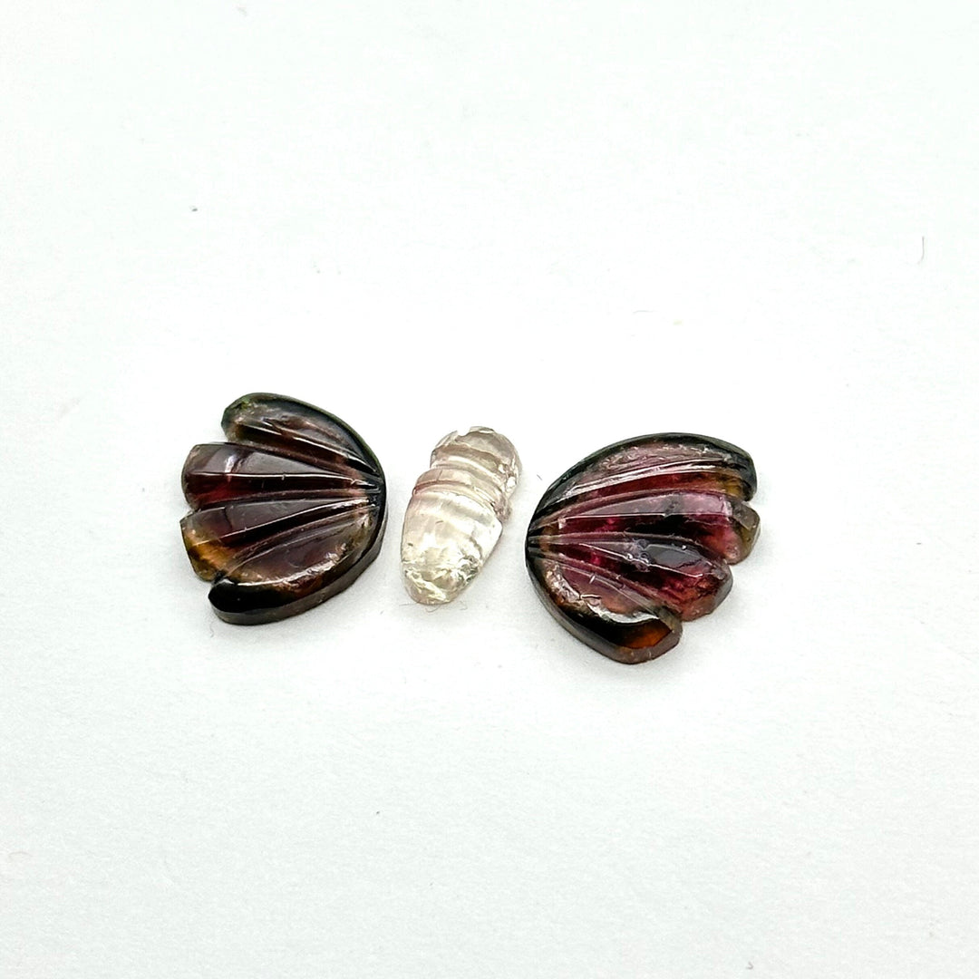 natural tourmaline Butterfly Shape Carving, Hand carved tourmaline Butterfly loose carving, carved butterfly for jewelry Making 25x11mm.