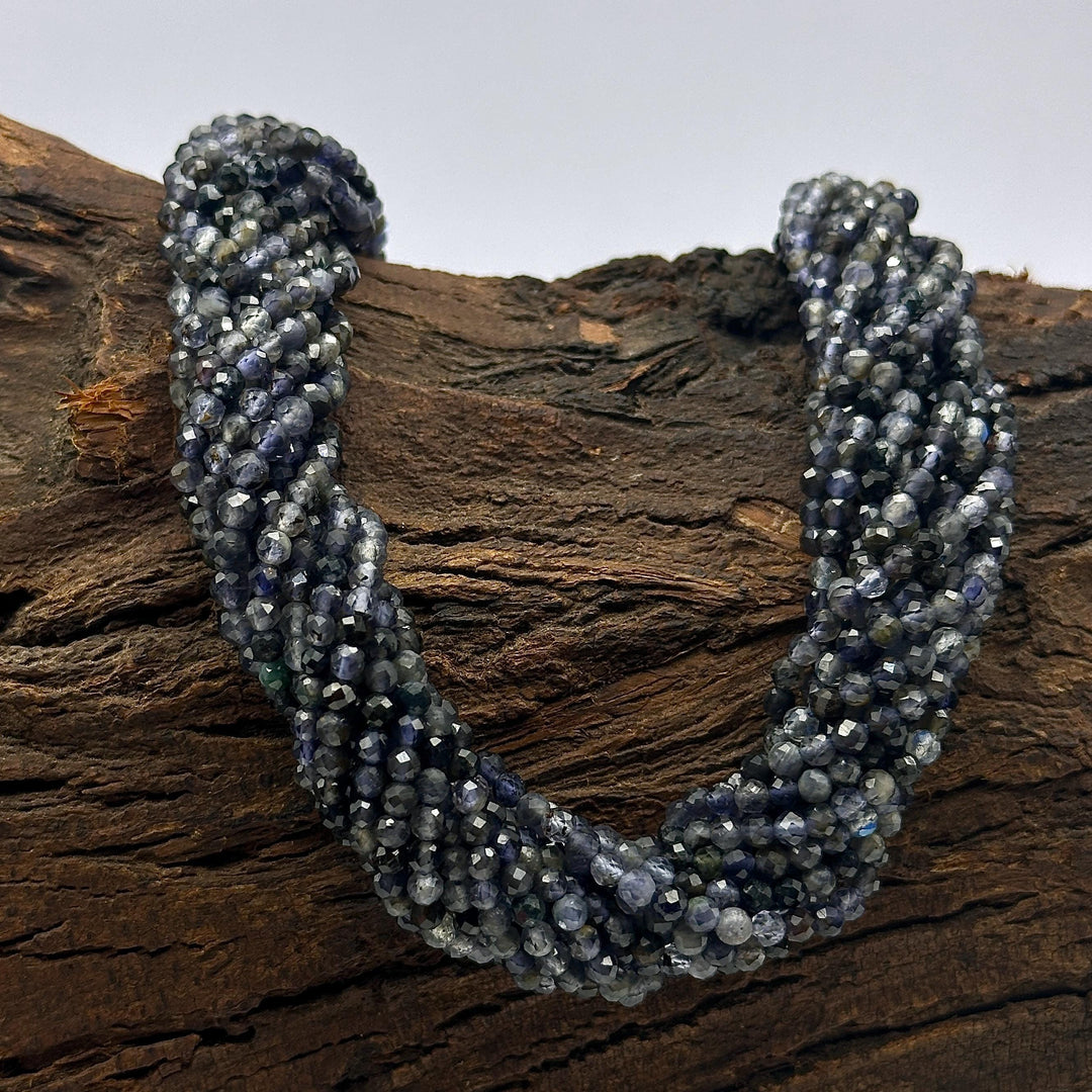 Faceted Iolite Beads: 4mm Round Blue Gemstone Strand, 13 Inch