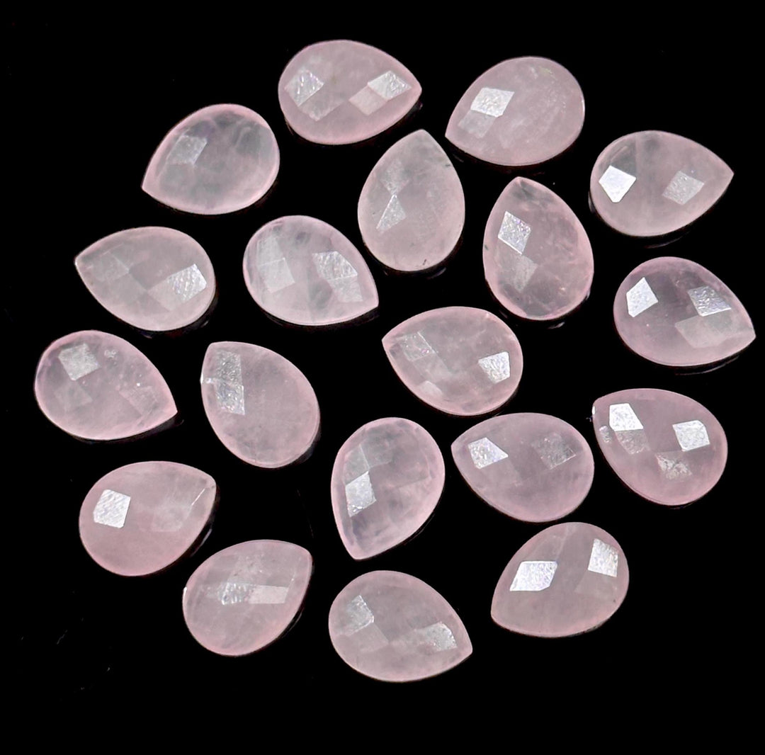 AAA+ Quality Rose Quartz Faceted Pear Shape Beads, 9X12 MM Natural Rose Quartz Briolette's Beads, Matched Pairs, Jewelry Making Beads