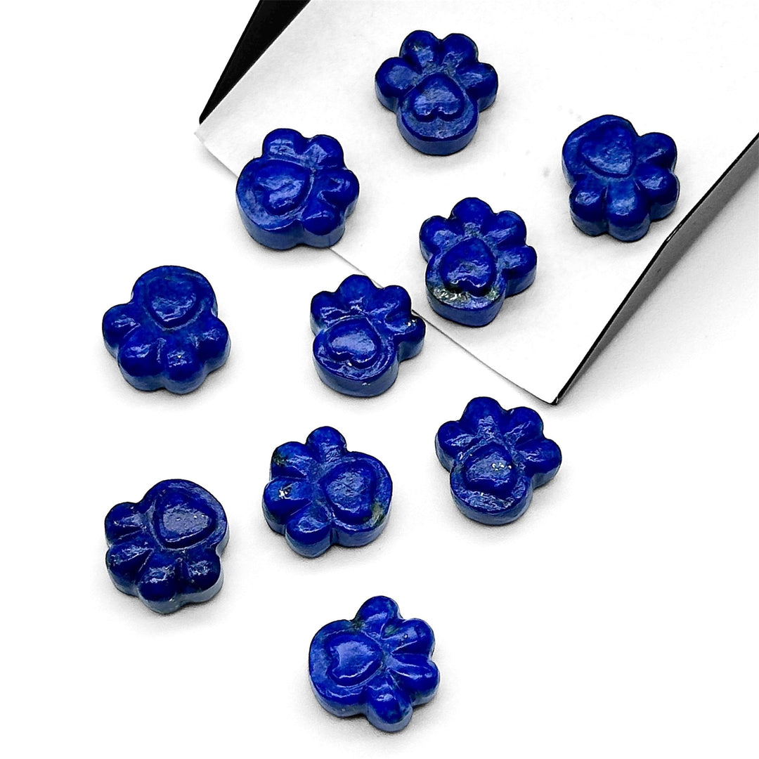 Natural Lapis Lazuli Hand Carved Dog Paw, AAA+ Quality Gemstone Flat Back Paw Carving, 13 MM Paw Charm, Dog/Cat Cute Paws for Jewelry
