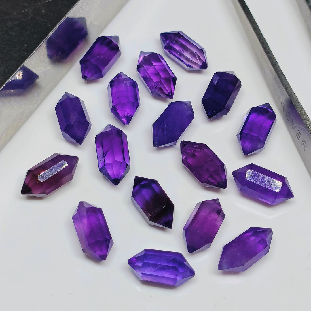 Natural Amethyst Faceted Pencil Shape Gemstone, AAA Amethyst Loose Gemstone Beads, Double Point Pencil Shape Charm Beads, 10 MM