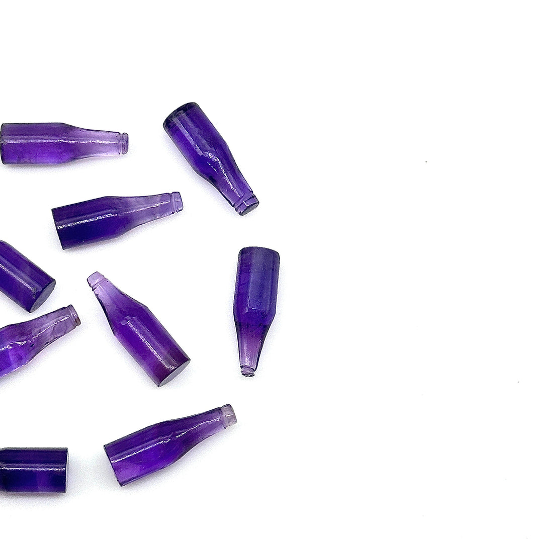 Natural Amethyst Bottle Carving Beads, Purple Bottle Shape Carved Gemstone, Jewelry Making Charms, 7X21 MM Amethyst Tiny Bottle Pendants