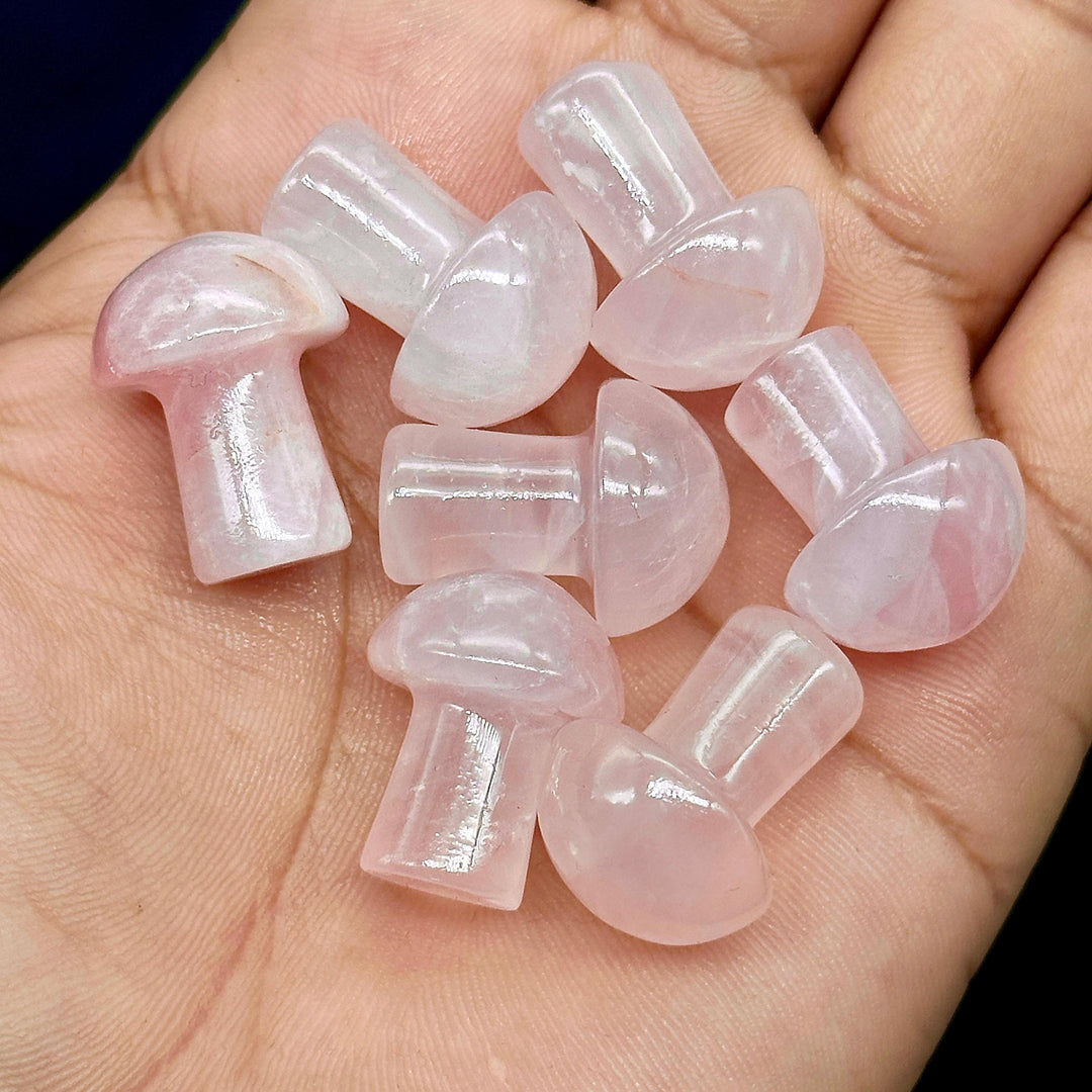 1 pc Mushroom Shape Gemstones, Natural Rose Quartz Mushroom Shape Stone, 22 MM Mushroom Carving Stones, Mushroom Crystal, Healing Crystals