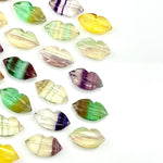 Load image into Gallery viewer, Beautiful Natural Multi Fluorite Lips Shape Beads, Hand Carved Lips Shape Gemstone Beads, Lips Shape Gemstone Charm, 14X8 MM, Briolette Bead