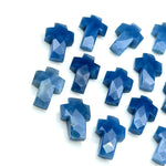 Load image into Gallery viewer, Faceted Blue Opal Cross Beads: Natural Gemstone Charms (15mm)