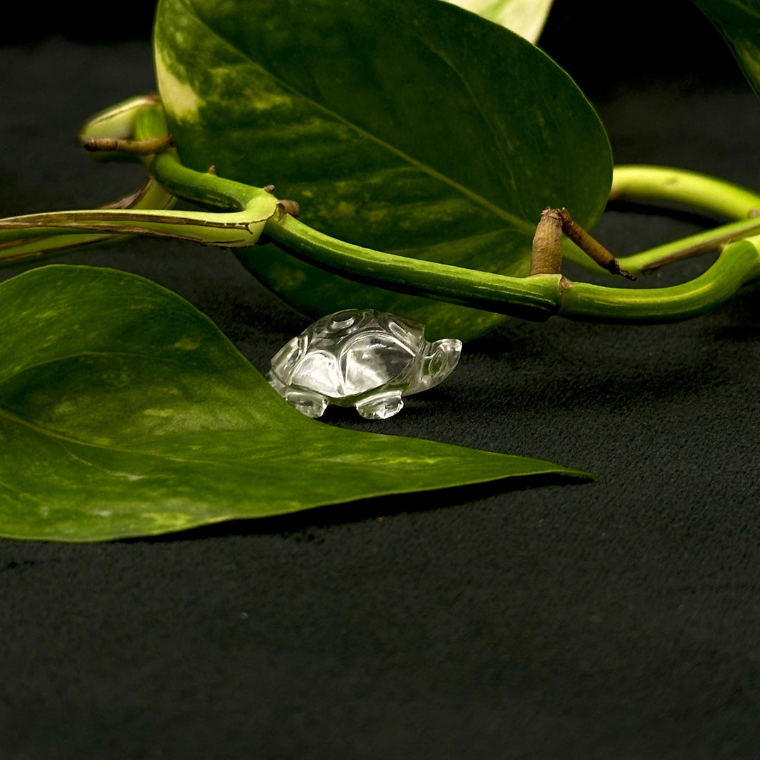 Natural Crytal Quartz Turtle Shape Gemstone Carving, 17X25 MM Minimalist Turtle Carving for Jewelry, Handmade Harmony Gemstone Beads Carving