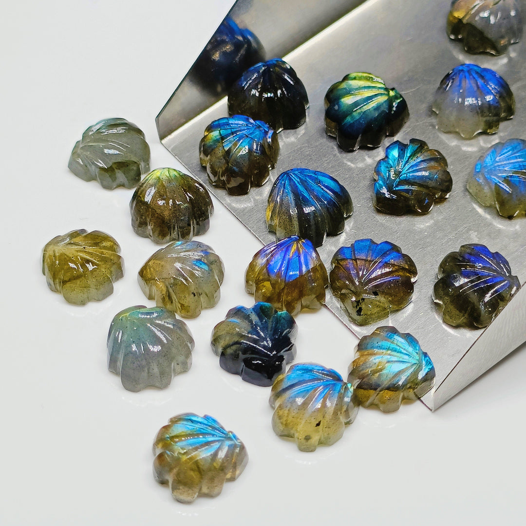 2,3,4,5 Pcs Natural Labradorite Hand Carved Fancy Shape, Carved Fancy Shape Gemstone For Jewellery, Fancy Shape Gemstone, 10 mm