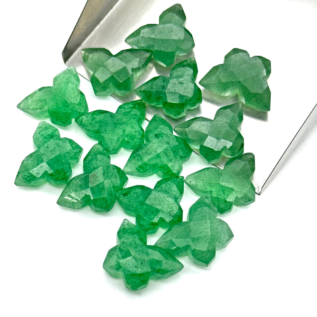 2,3,4,5 pcs Green Strawberry Butterfly Shape Carving, Handmade Carved Butterfly Gemstone, Animal Beads For Jewelry, Fancy Beads 14x10 MM