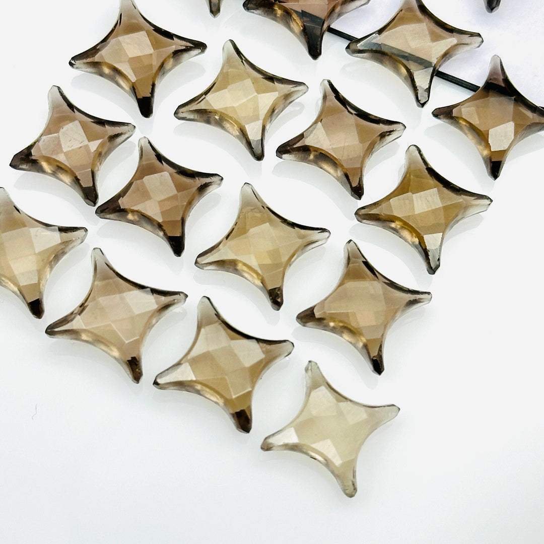 Natural Smokey Quartz Ninja Star Shape Carving Beads, Fancy Star Shape Gemstone Beads, 11X15 MM Jewelry Making Star Shape Briolettes Beads
