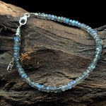 Load image into Gallery viewer, Flashy Labradorite Beaded Bracelet, Faceted Labradorite Beads Bracelet, Gemstone Silver Bracelet/Anklet, Yoga &amp; Meditation Bracelet, 3-4 MM
