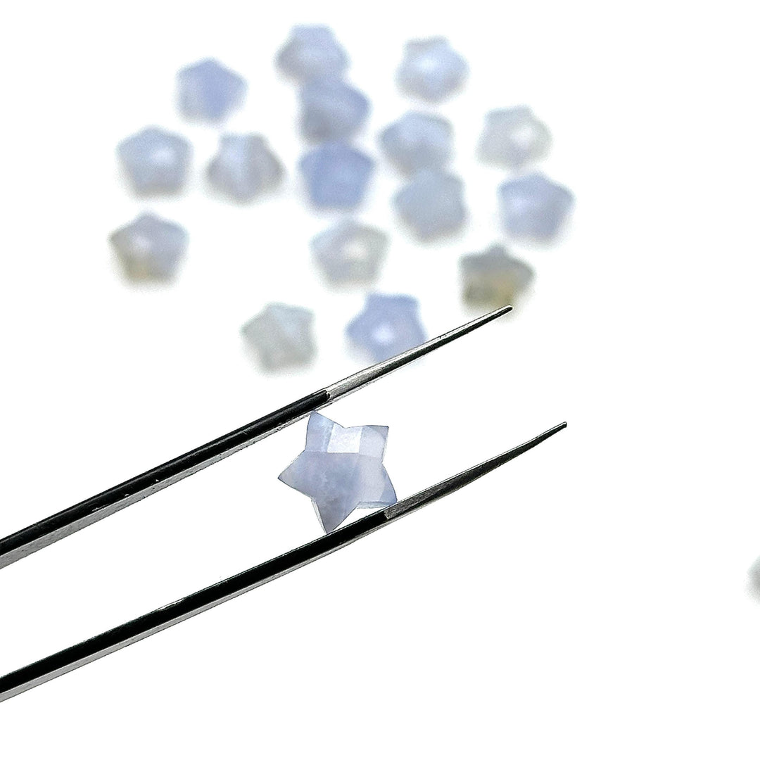 Natural Blue Lace Agate Faceted Star Shape Briolette, Hand Carved Star Shape Gemstone Charms For Jewlery, Lace Agate Star Beads, 10 MM
