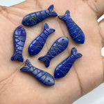 Load image into Gallery viewer, Lapis Lazuli Fish Beads: AAA Blue Briolettes, Carved Gemstone Charms