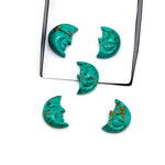 Load image into Gallery viewer, Hand Carved Copper Turquoise Moon Face Charm: Green Gemstone (18X13 MM)