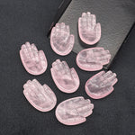 Load image into Gallery viewer, Natural Rose Quartz Hamsa Shape Carving Gemstones, 25 MM Palm Shape Gemstone, Healing Power Of Hamsa, Hand Carved Jewelry Making Charms