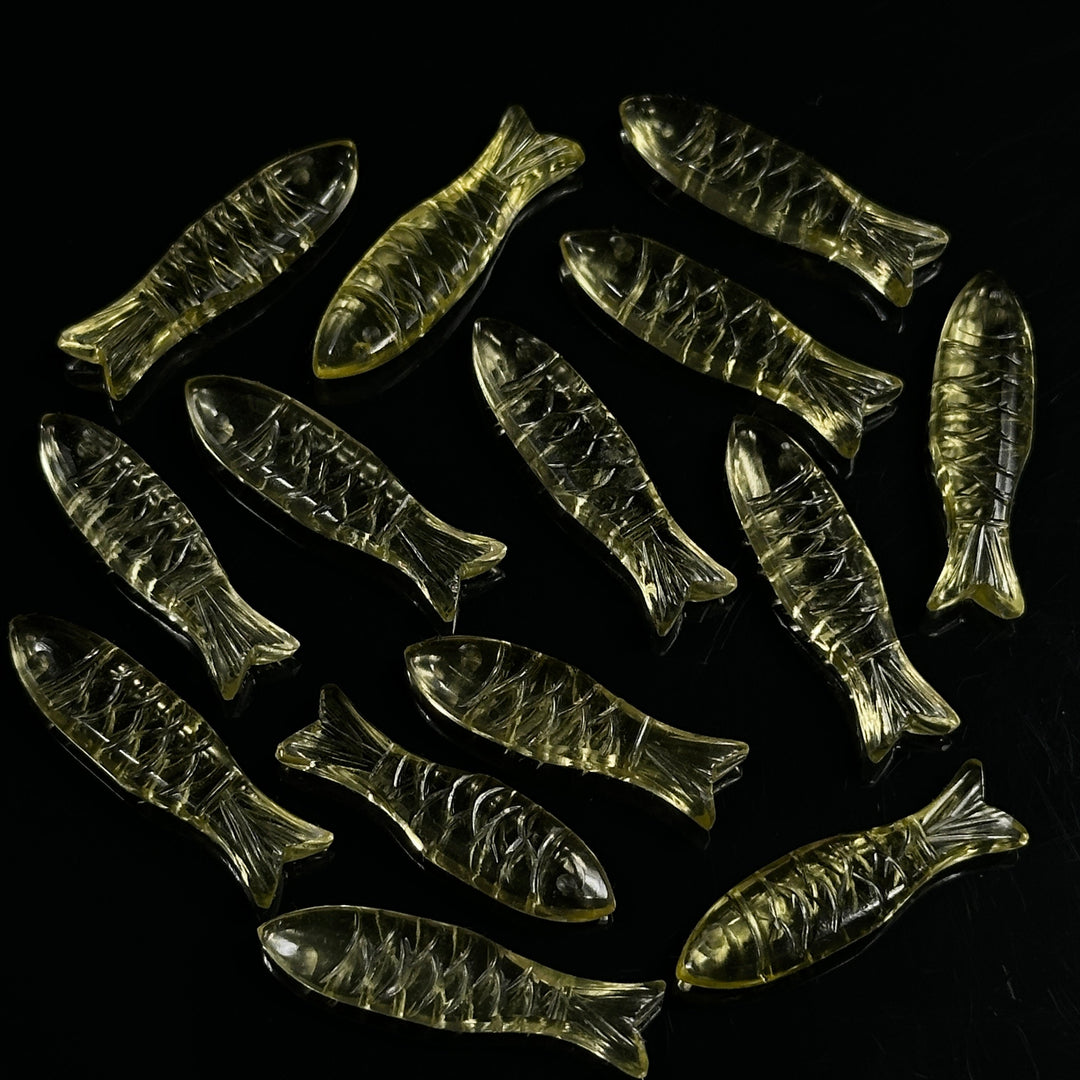 Natural Lemon Quartz Handmade Fish Carving, Fish Shape Carving Gemstone Briolette's, Jewelry Making Loose Gemstones, 30X10 MM, Crystal Fish