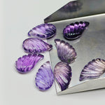 Load image into Gallery viewer, 2,3,4,5,6 100% Natural amethyst fancy Shape Carving, Hand carved Fancy shape Gemstone, carved Gemstone jewelry Making,18X10 mm