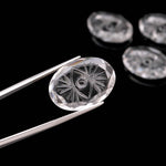Load image into Gallery viewer, Crystal Quartz Evil Eye Shape Carving, Clear Crystal Evil Eye Hand Carved Gemstone Beads for Jewelry Making, 25 MM Carved Evil Stone