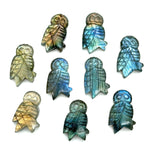 Load image into Gallery viewer, Natural Labradorite Owl Shape Gemstones, Hand Carved Owl Shape Stone, Flashy Labradorite Owl Shape Charms, 20 MM Bird Carvings