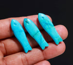 Load image into Gallery viewer, Blue Turquoise Handmade Fish Carving Beads, Blue Fish Shape Carved Gemstone, 10X35 MM, Blue Fish Charm For Jewelry, Crystal Fishes
