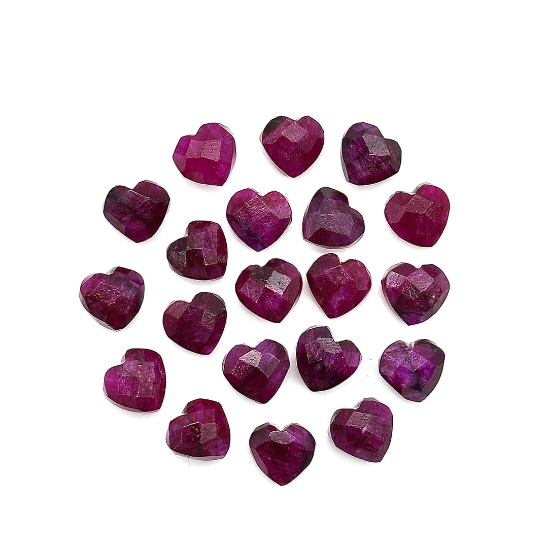 Red Ruby Corundum Heart Shape Briolettes, AAA Red Ruby Hand Carved Faceted Heart Shape Beads, Loose Gemstone Bads, 8 MM, Red Dyed Beads