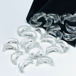 Load image into Gallery viewer, Faceted Crystal Quartz Moon Beads: Carved Gemstone Celestials (12mm)